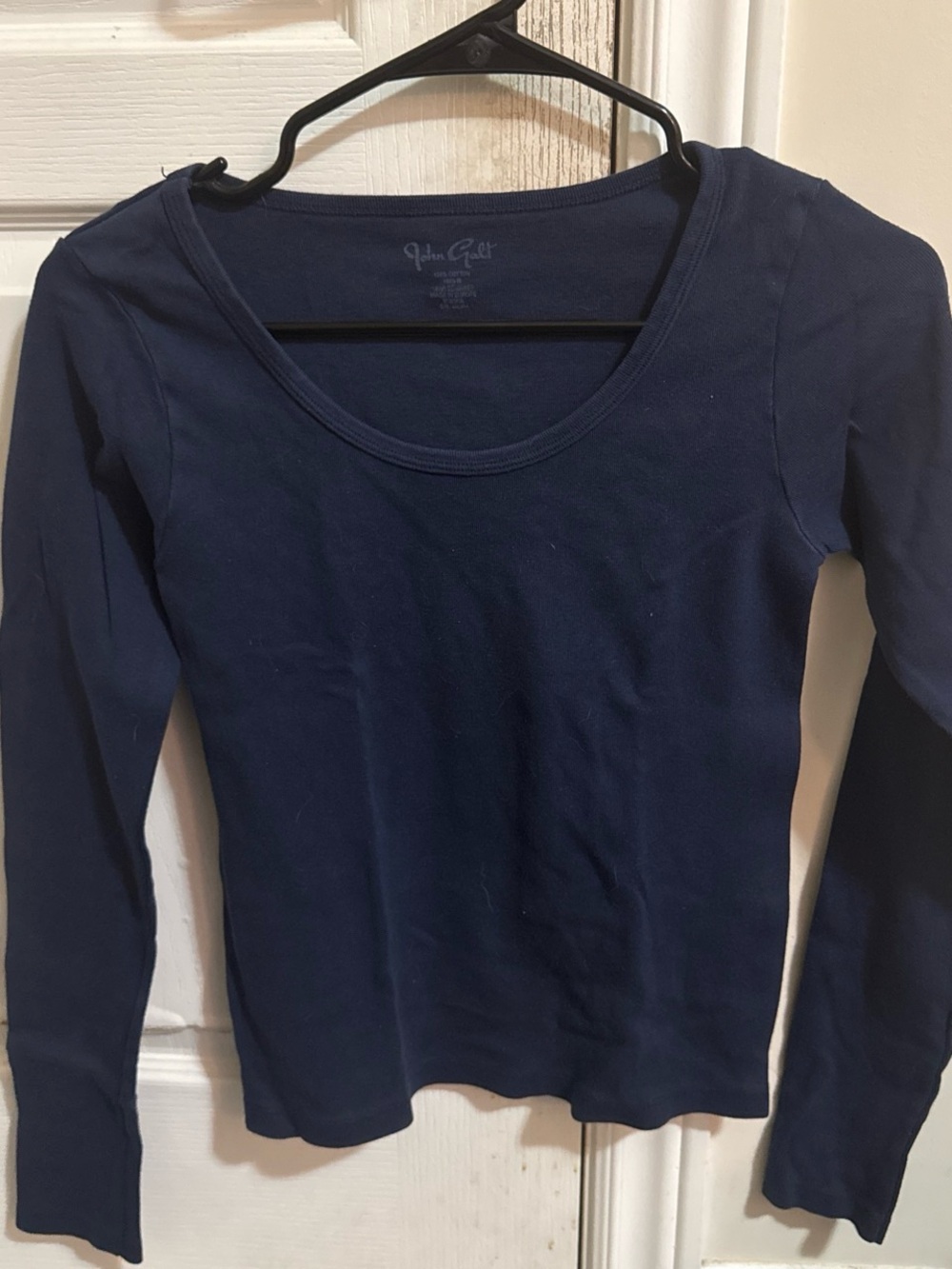 Brandy Melville Navy Scoop Neck Long Sleeve Top